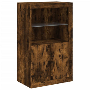 Sideboard mit LED-Leuchten, Räuchereiche, 181,5 cm