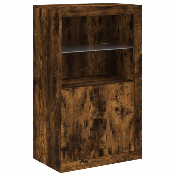 Sideboard mit LED-Leuchten, Räuchereiche, 181,5 cm