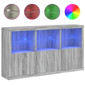 Sideboard Grau Sonoma mit LED-Leuchten 181,5 cm