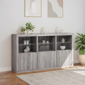 Sideboard Grau Sonoma mit LED-Leuchten 181,5 cm