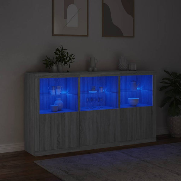 Sideboard Grau Sonoma mit LED-Leuchten 181,5 cm