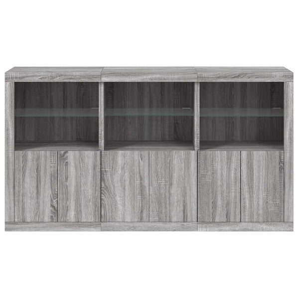 Sideboard Grau Sonoma mit LED-Leuchten 181,5 cm