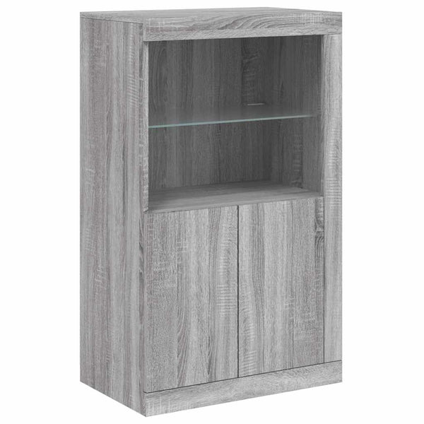 Sideboard Grau Sonoma mit LED-Leuchten 181,5 cm