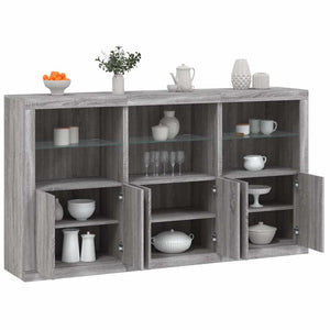 Sideboard Grau Sonoma mit LED-Leuchten 181,5 cm
