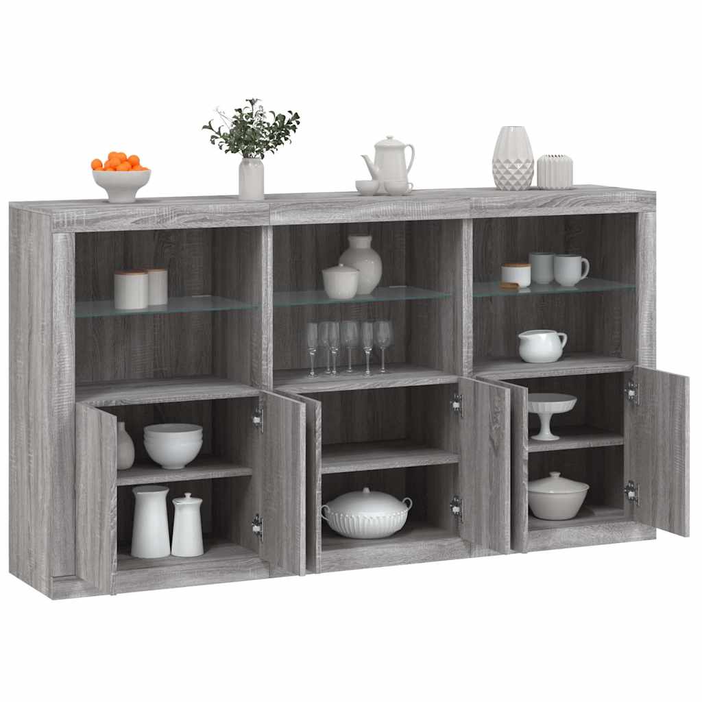 Sideboard Grau Sonoma mit LED-Leuchten 181,5 cm