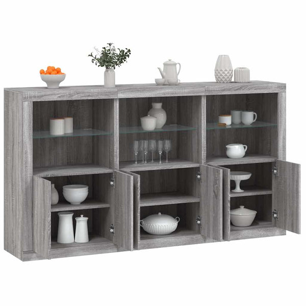 Sideboard Grau Sonoma mit LED-Leuchten 181,5 cm