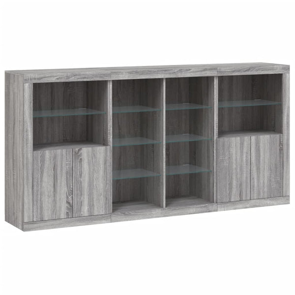 Sideboard Grau Sonoma mit LED 202x37x100 cm