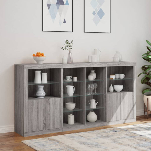 Sideboard Grau Sonoma mit LED 202x37x100 cm