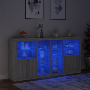 Sideboard Grau Sonoma mit LED 202x37x100 cm