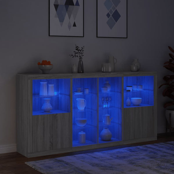 Sideboard Grau Sonoma mit LED 202x37x100 cm