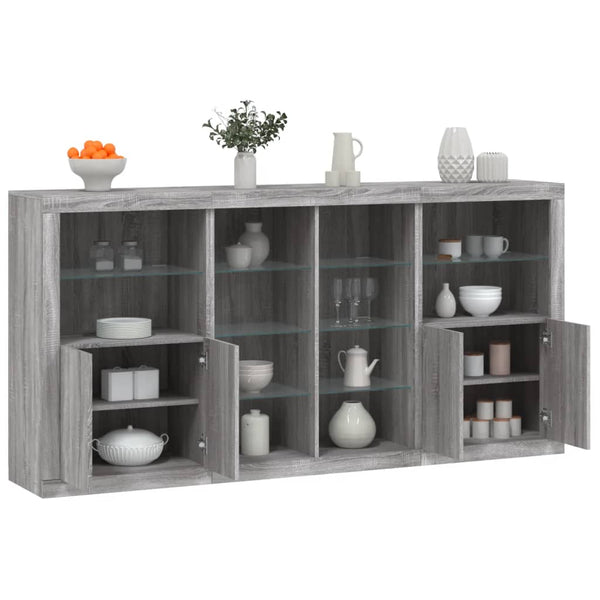 Sideboard Grau Sonoma mit LED 202x37x100 cm