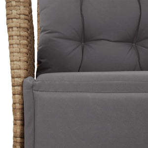 3-tlg. Poly Rattan Bistro-Set mit Kissen, Beige