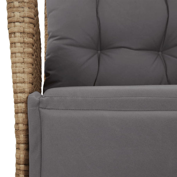 3-tlg. Poly Rattan Bistro-Set mit Kissen, Beige