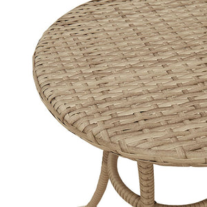 3-tlg. Poly Rattan Bistro-Set mit Kissen, Beige