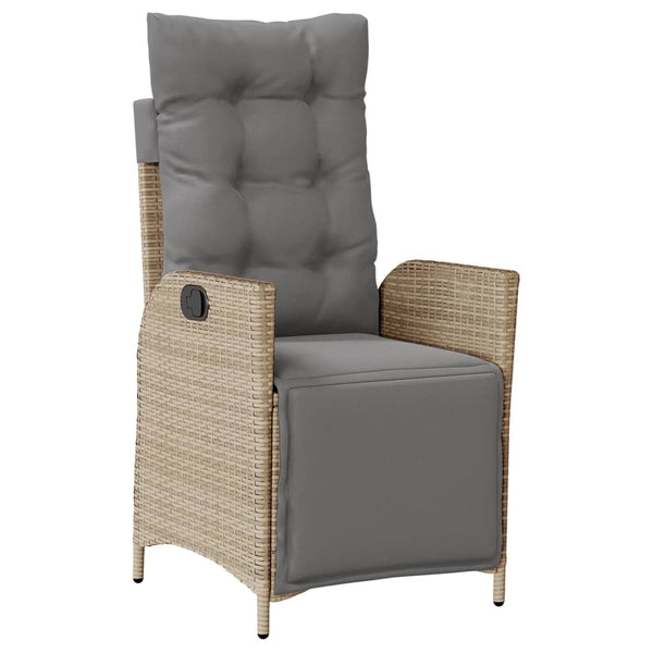 3-tlg. Poly Rattan Bistro-Set mit Kissen, Beige