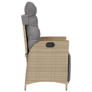 3-tlg. Poly Rattan Bistro-Set mit Kissen, Beige
