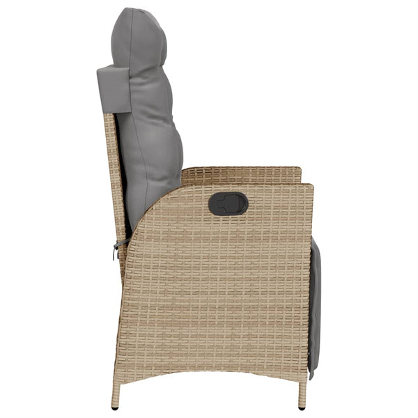 3-tlg. Poly Rattan Bistro-Set mit Kissen, Beige