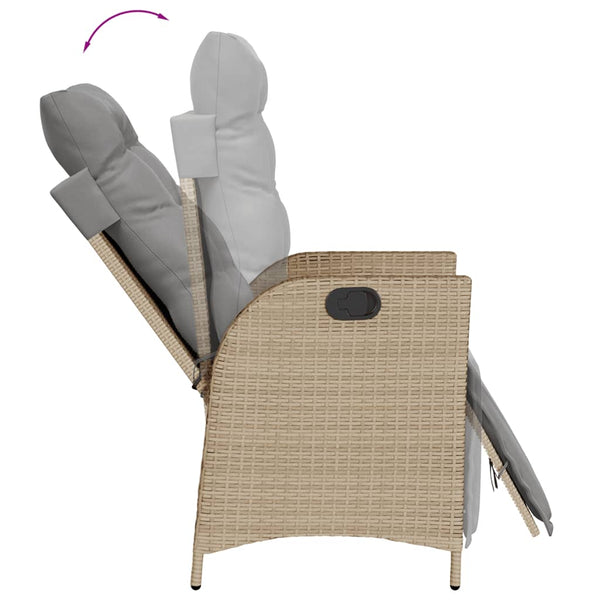 3-tlg. Poly Rattan Bistro-Set mit Kissen, Beige