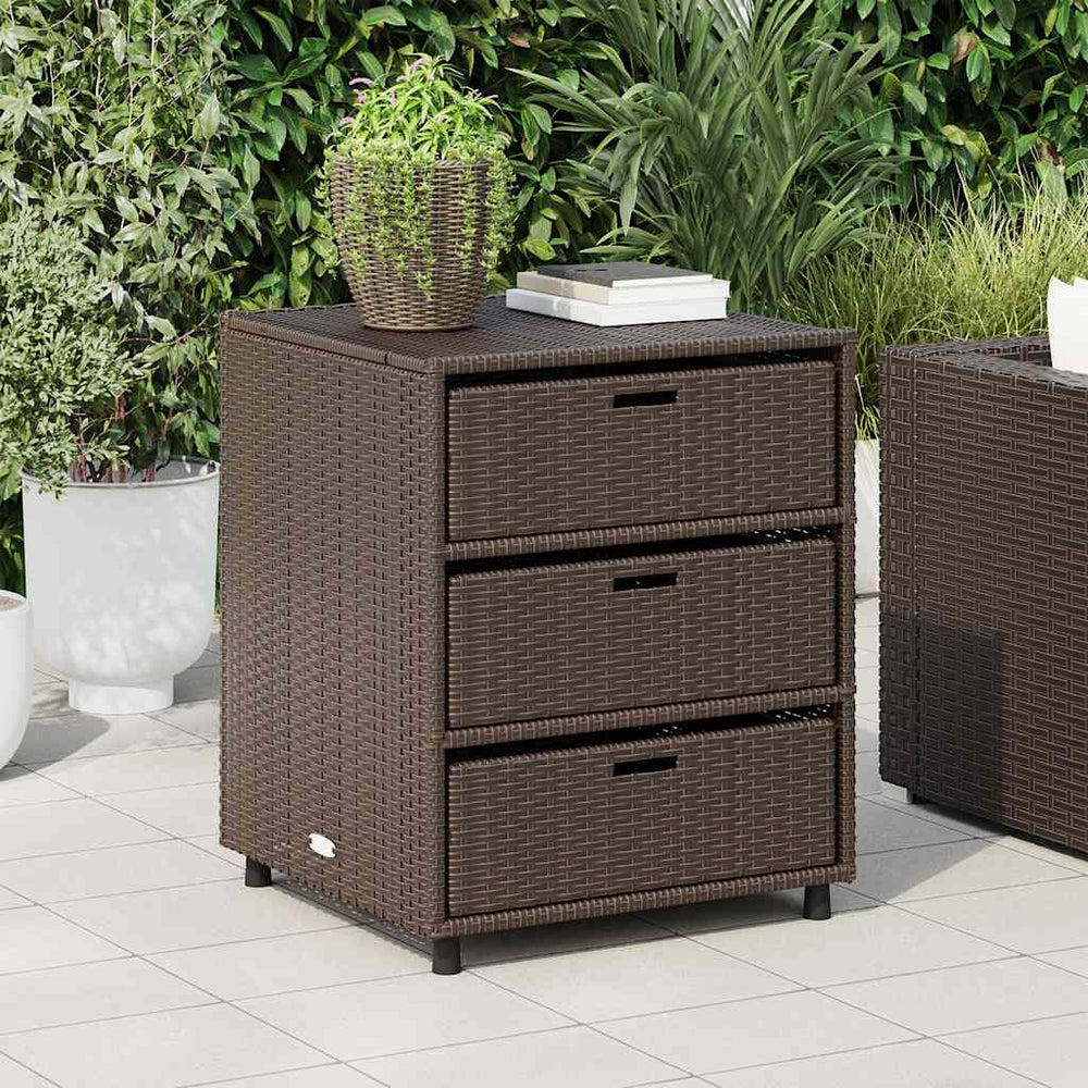 Gartenschrank Braun Poly Rattan 55x59x69cm