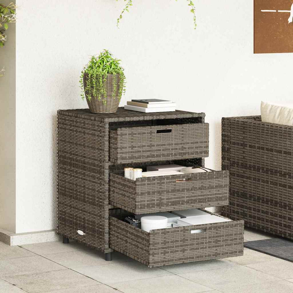 Gartenschrank Grau Poly Rattan 55x59x69cm