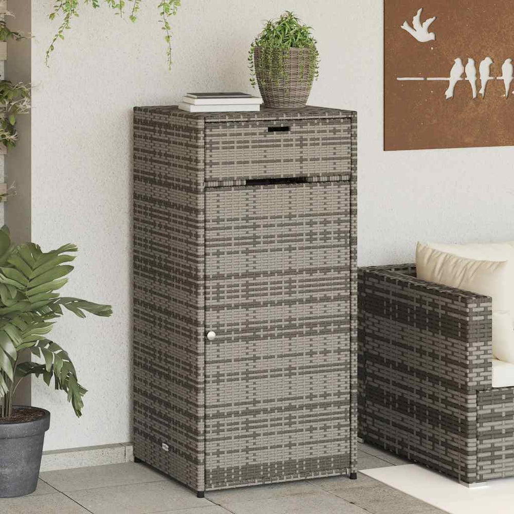 Gartenschrank Grau Poly Rattan 55x111cm
