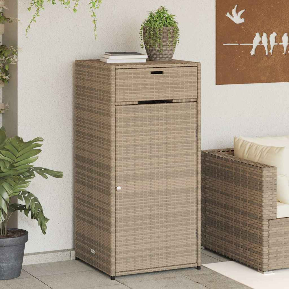 Beiger Gartenschrank 55x55x111 cm Poly Rattan