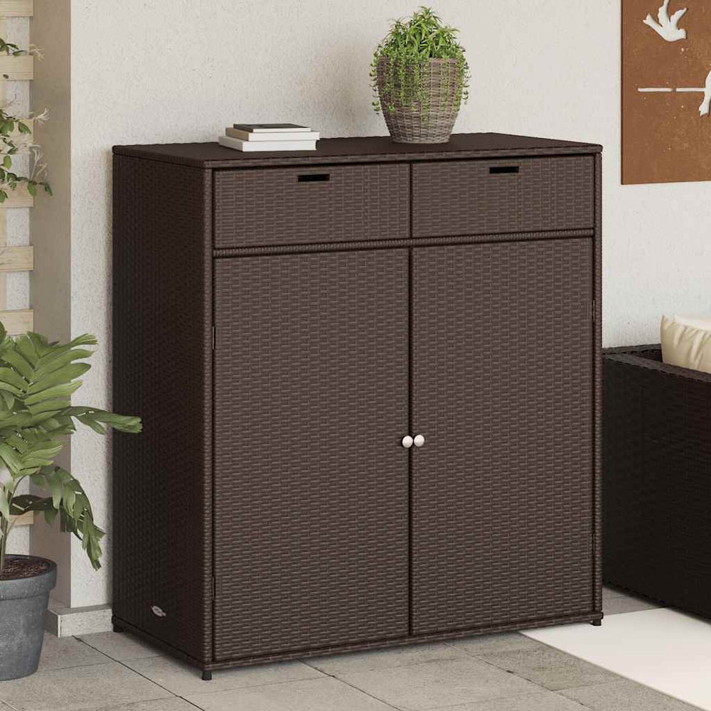 Gartenschrank Braun Poly Rattan 105x55x113cm