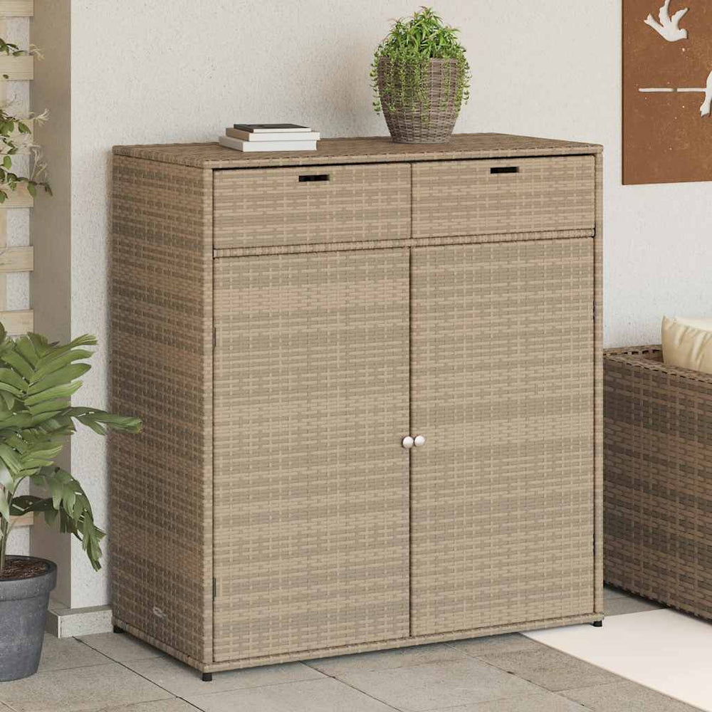 Gartenschrank Beige Poly Rattan 105x55x113cm