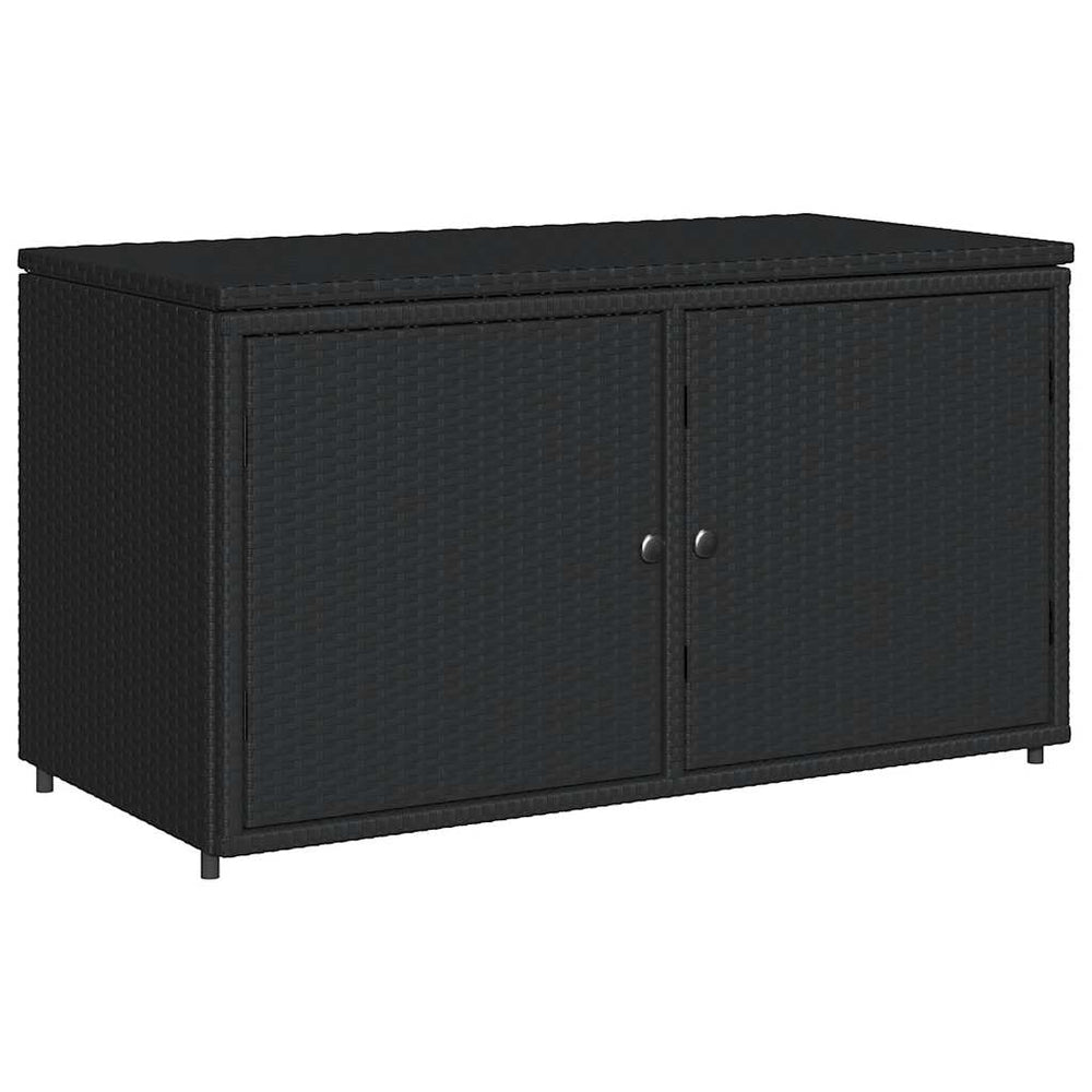 Gartenschrank Schwarz Poly Rattan 110x55x60,5cm