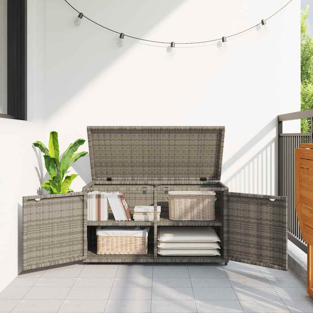 Gartenschrank Grau Poly Rattan 110x55x60,5 cm