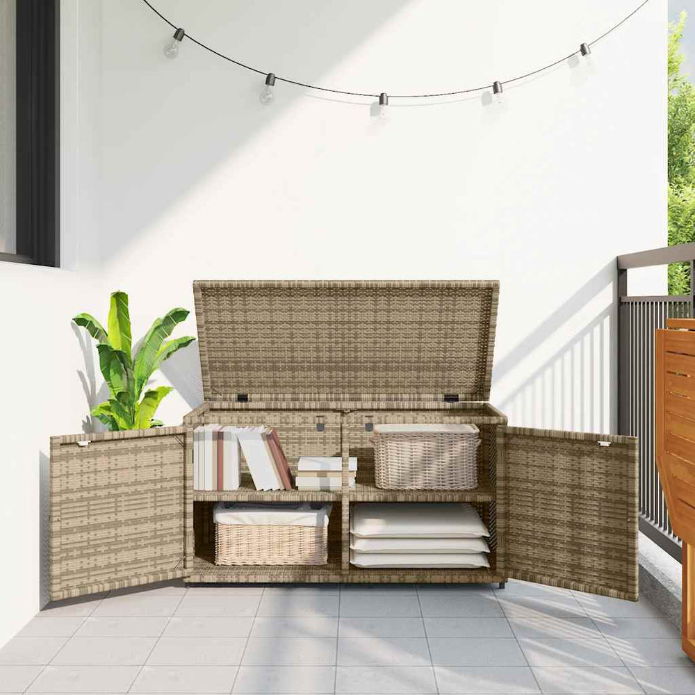 Gartenschrank Beige Poly Rattan 110x55x60,5cm