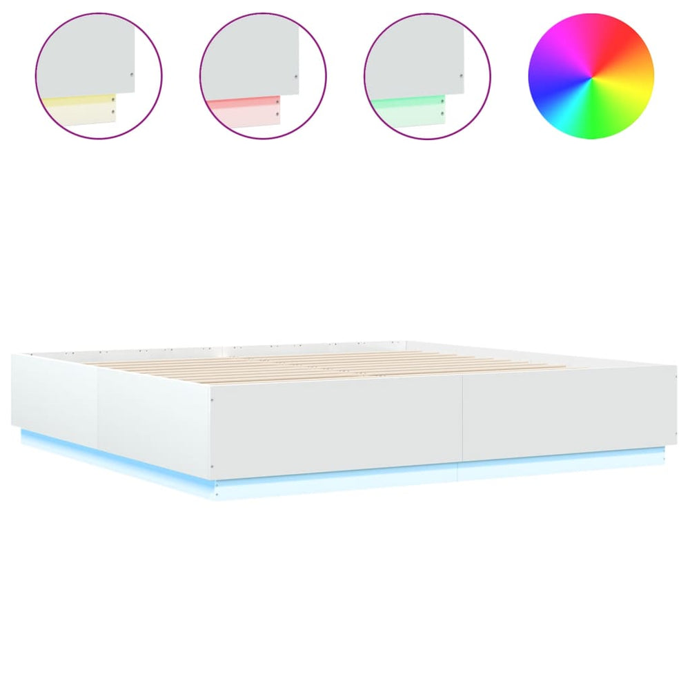Bettgestell mit LED Weiß 200x200 cm
