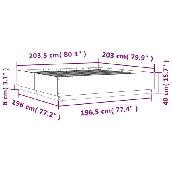 Bettgestell mit LED Weiß 200x200 cm