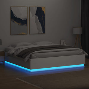 Bettgestell mit LED Weiß 200x200 cm