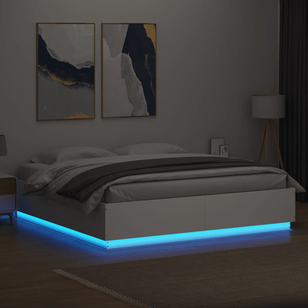 Bettgestell mit LED Weiß 200x200 cm