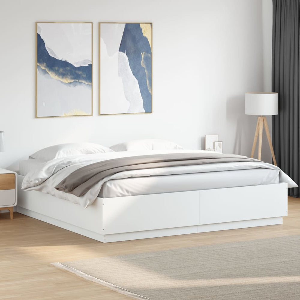 Bettgestell mit LED Weiß 200x200 cm