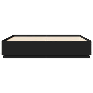 Bettgestell mit LED Schwarz 200x200 cm