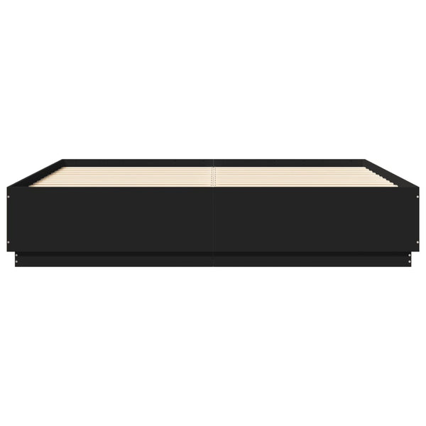 Bettgestell mit LED Schwarz 200x200 cm