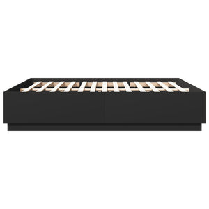 Bettgestell mit LED Schwarz 200x200 cm
