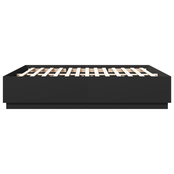 Bettgestell mit LED Schwarz 200x200 cm