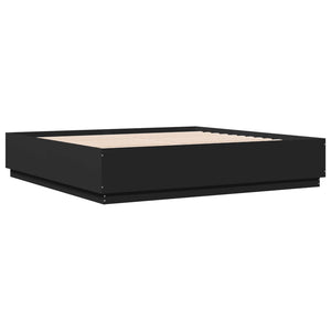 Bettgestell mit LED Schwarz 200x200 cm
