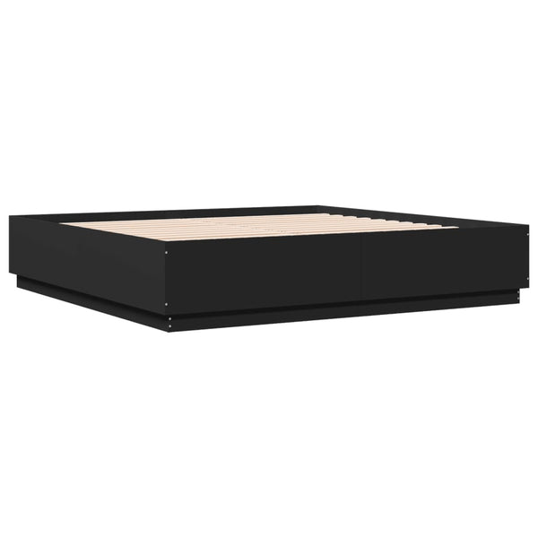 Bettgestell mit LED Schwarz 200x200 cm