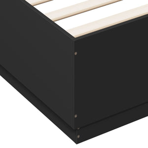 Bettgestell mit LED Schwarz 200x200 cm