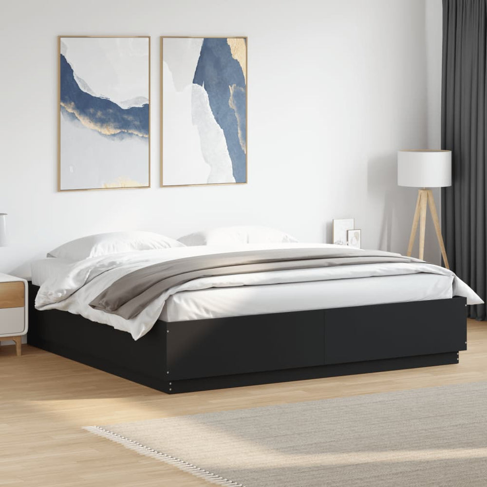Bettgestell mit LED Schwarz 200x200 cm
