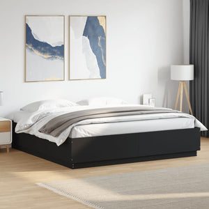 Bettgestell mit LED Schwarz 200x200 cm
