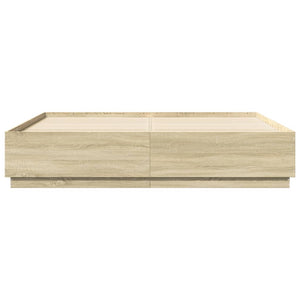 Bettgestell mit LED Sonoma Eiche 200x200 cm