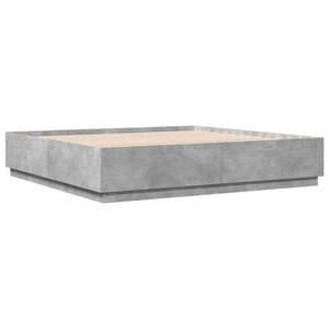 Bettgestell mit LED Betongrau 200x200 cm