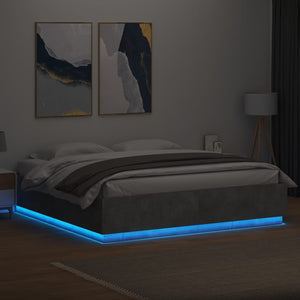 Bettgestell mit LED Betongrau 200x200 cm