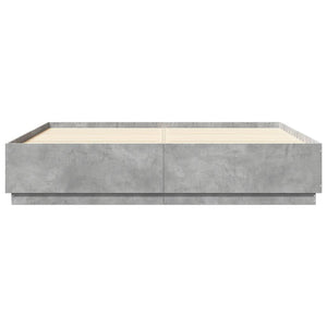 Bettgestell mit LED Betongrau 200x200 cm