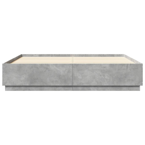 Bettgestell mit LED Betongrau 200x200 cm